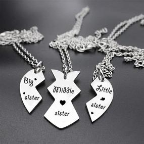 img 1 attached to 👭 Lauhonmin 3-Piece Sister Necklace Set: Big Sister, Middle Sister, Little Sister Gifts for Women & Girls - Christmas Stainless Steel