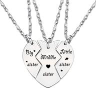 👭 lauhonmin 3-piece sister necklace set: big sister, middle sister, little sister gifts for women & girls - christmas stainless steel logo