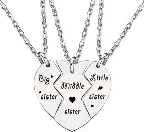 img 4 attached to 👭 Lauhonmin 3-Piece Sister Necklace Set: Big Sister, Middle Sister, Little Sister Gifts for Women & Girls - Christmas Stainless Steel