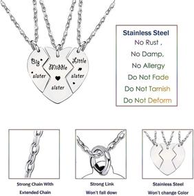 img 3 attached to 👭 Lauhonmin 3-Piece Sister Necklace Set: Big Sister, Middle Sister, Little Sister Gifts for Women & Girls - Christmas Stainless Steel