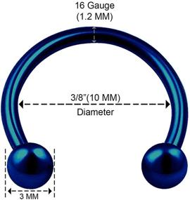 img 2 attached to 💙 Dark Blue Horseshoe Hoop Earrings, Surgical Steel, 16G, 3mm Ball Cone, Tragus Rook Piercing Jewelry - More Sizes Available