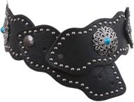 wide turquoise studded leather black logo