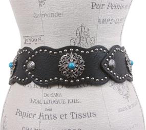 img 1 attached to Wide Turquoise Studded Leather Black