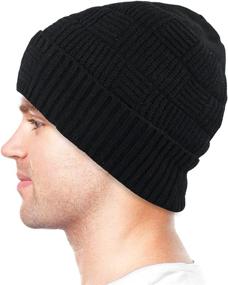 img 1 attached to 🎩 Dahlia Men's Wool Knit Winter Hat with Fleece Lining - Skullies & Beanies