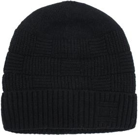 img 4 attached to 🎩 Dahlia Men's Wool Knit Winter Hat with Fleece Lining - Skullies & Beanies