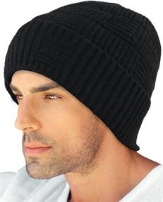 img 2 attached to 🎩 Dahlia Men's Wool Knit Winter Hat with Fleece Lining - Skullies & Beanies