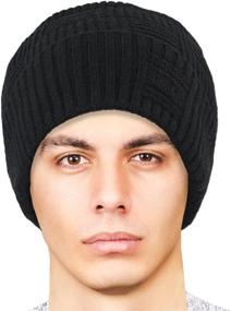 img 3 attached to 🎩 Dahlia Men's Wool Knit Winter Hat with Fleece Lining - Skullies & Beanies