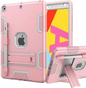 img 4 attached to 📱 Rantice iPad Case 9th/8th/7th Generation: Hybrid Shockproof Rugged Drop Protection Cover with Kickstand for iPad 10.2 inch – Rose Gold (2021/2020/2019 Released)