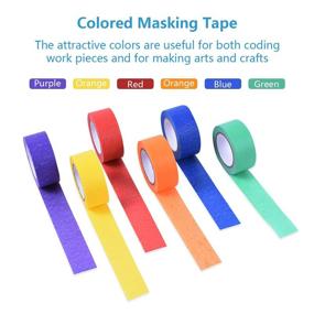 img 2 attached to 🎨 Vibrant Colored Masking Tape Set - 1 Inch Craft Tape, 6 Rolls of Colorful Painters Tape, 240 Feet Total Length - Perfect for DIY Crafts, Decorations, Art Projects, Labeling, and Coding