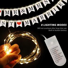 img 2 attached to 🤵 Just Married Banner with LED Fairy String Light: Perfect Wedding Bunting for Bridal Shower, Engagement, Car Party & More!