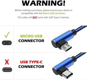 img 3 attached to [3 Pack] 10FT Micro USB Charger Cable | 90 Degree Right Angle Android Cable | Fast Charger Cord for Kindle, Galaxy, LG | Case Friendly | Paperwhite (Blue 10FT)