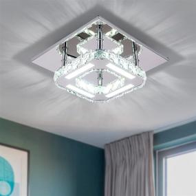 img 4 attached to 💡 Kai Modern Crystal Chandelier: Dimmable Flush Mount Ceiling Light with Adjustable Color Temperature and LED K9 Crystal Mini Stainless Steel Ceiling Lamp