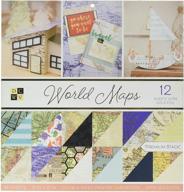 🗺️ die cuts with a view dcwv premium stack-12 x 12-double-sided-world maps-gold foil-36 seat ps-002-00023: multicolor crafting sheets with world maps and gold foil design logo