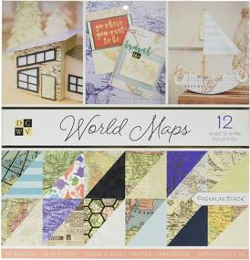 img 2 attached to 🗺️ Die Cuts with a View DCWV Premium Stack-12 x 12-Double-Sided-World Maps-Gold Foil-36 Seat PS-002-00023: Multicolor Crafting Sheets with World Maps and Gold Foil Design