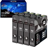 🖨️ uniwork remanufactured ink cartridge replacement for epson 252xl - high yield ink for workforce wf-3640, wf-3620, wf-7110, wf-7710, wf-7720, wf-7620 - 4 black cartridges in printer tray logo