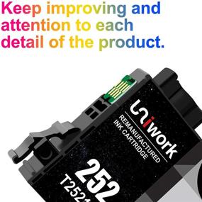 img 2 attached to 🖨️ Uniwork Remanufactured Ink Cartridge Replacement for Epson 252XL - High Yield Ink for Workforce WF-3640, WF-3620, WF-7110, WF-7710, WF-7720, WF-7620 - 4 Black Cartridges in Printer Tray