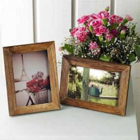 img 3 attached to 🖼️ Emfogo 4x6 Photo Frame Pack of 2 – Carbonized Black Tabletop & Wall Mount Display, Solid Wood Frame with High Definition Glass