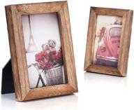 🖼️ emfogo 4x6 photo frame pack of 2 – carbonized black tabletop & wall mount display, solid wood frame with high definition glass логотип