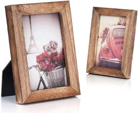 img 4 attached to 🖼️ Emfogo 4x6 Photo Frame Pack of 2 – Carbonized Black Tabletop & Wall Mount Display, Solid Wood Frame with High Definition Glass
