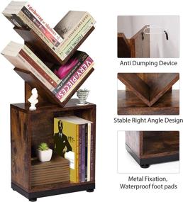 img 3 attached to 📚 Ruboka 2-Shelf Tree Bookshelf with Storage: Retro Floor Standing Display for CDs, Magazines, and Books - Small, Brown Bookshelf for Bedroom, Living Room, Office