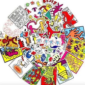 img 4 attached to 🎨 Performance Art Keith Haring Sticker Pack - 50 Stickers for Laptops, Computers, and Hydro Flask