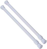 white tension rod spring curtain rods - pack of 2, expandable 16 to 28 inch curtain rods, spring tension rods for windows, doors, and curtains logo
