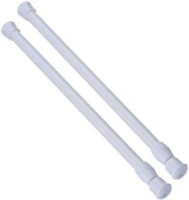 img 4 attached to White Tension Rod Spring Curtain Rods - Pack of 2, Expandable 16 to 28 Inch Curtain Rods, Spring Tension Rods for Windows, Doors, and Curtains