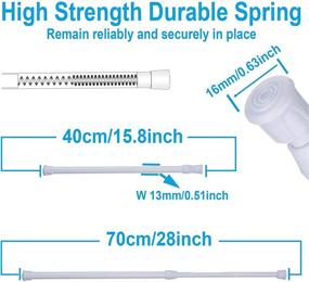img 3 attached to White Tension Rod Spring Curtain Rods - Pack of 2, Expandable 16 to 28 Inch Curtain Rods, Spring Tension Rods for Windows, Doors, and Curtains