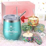 🎁 versatile wine birthday gifts for women: perfect christmas gifts basket with insulated wine tumbler, cup, candle set, and keychain - ideal for friends, men, and funny birthday celebrations логотип