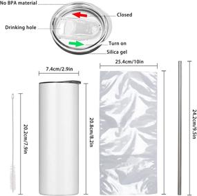 img 3 attached to Набор пустых термокружек для сублимации: 20 унций белые изолированные термокружки (6 штук) для подарков на Хэллоуин и День благодарения.