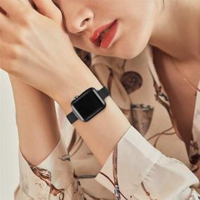 img 2 attached to ⌚️ Стройный ремешок для часов ZXCASD - Совместим с браслетами iWatch 38мм 40мм 41мм 42мм 44мм 45мм - Замена нержавеющей стали с сетчатым ремешком для женщин и девочек - Подходит для iWatch SE Series 7/6/5/4/3/2/1 (черный)