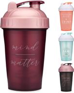 🏋️ 20-ounce bpa-free shaker bottle with action-rod mixer, motivational quotes, dishwasher-safe protein shaker cup – mind over matter - maroon/rose - 20oz logo