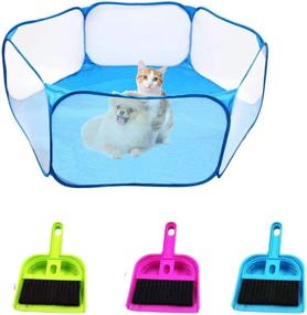 img 4 attached to 🏞️ ELVASEN Small Animal Playpens - Portable Foldable Pen for Guinea Pig Hedgehog Hamster Cat Rabbit Puppy Ferret Rat - Indoor/Outdoor Cage Tent with Cleaning Brush (Random Color)