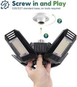 img 3 attached to 💡 2 Pack of FREELICHT LED Garage Lights - 80W Ultra Bright Garage Ceiling Lights with 4 Adjustable Panels, 8000LM, E26/E27 Base, 6500K - Screw in LED Shop Lights for Attic, Basement