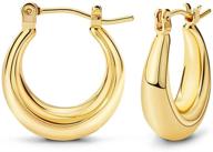 👛 famarine 14k gold lightweight chunky hoop earrings with gift bag, small dainty thick open hoops for women and girls logo