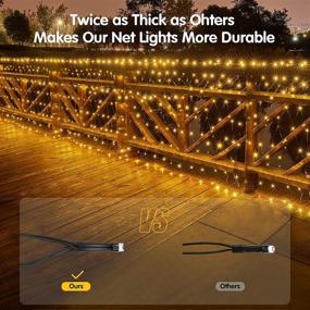 img 1 attached to 🎄 9.8ft x 6.6ft Outdoor LED Christmas Net Lights with 360 LEDs – 8 Modes, Timer, Connectable, Waterproof, Durable Green Weir Design for Garden Christmas Decor, Trees, Bushes