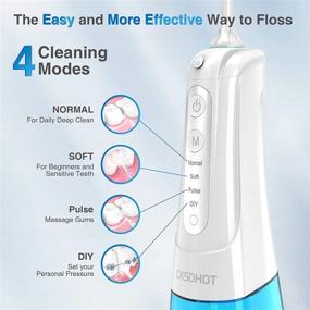 img 1 attached to 🔵 Portable Cordless Water Flosser - Rechargeable Teeth Water Jet Cleaner for Kids and Brace Care - 300ML Cleanable Water Tank - 4 Modes - Blue