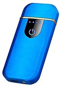 img 1 attached to Navpeak USB Lighter: Fingerprint Touch Sensing Windproof Electric Rechargeable Flameless Lighter for Cigarettes (Blue)