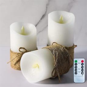 img 1 attached to 🕯️ Set of 3 Petristrike White Wax Flameless LED Pillar Candles – Battery Operated with Remote Control for Home Decorations