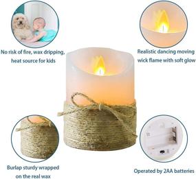 img 3 attached to 🕯️ Set of 3 Petristrike White Wax Flameless LED Pillar Candles – Battery Operated with Remote Control for Home Decorations