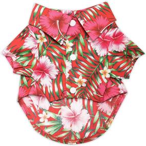 img 4 attached to 🌺 United Pups Hawaiian Shirt: Summer Luau Style Camp Vacation Floral Puppy T-Shirt for Small to Medium Pets