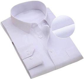 img 2 attached to 👔 Cloudstyle Men's Slim Fit Casual Business Cotton Shirts