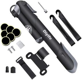 img 4 attached to 🚲 Ultimate Bike Pump Kit: Diyife Mini Bicycle Pump with Gauge, Ball Needle, Patch Kit & More - 120 PSI, Fits Presta & Schrader Valves!