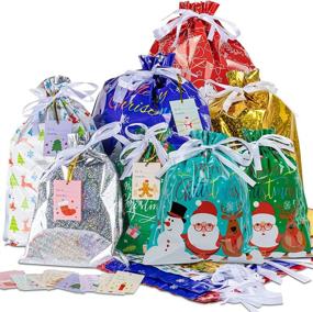 img 4 attached to HOOJO Christmas Drawstring Assorted Wrapping