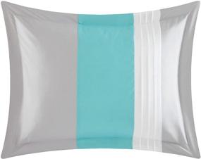 img 2 attached to 🛏️ Шикарный домашний набор постельного белья "Айеле" - 10-предметный набор размера "Кинг" в цвете бирюзовый.