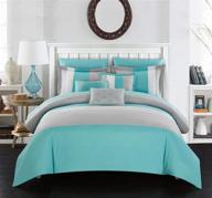 🛏️ chic home ayelet comforter set - 10-piece king size set in turquoise logo