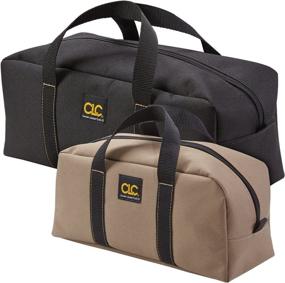 img 1 attached to 👜 CLC Custom Leathercraft 1107 Combo: 2 Pack of Medium and Large Utility Tote Bags in Black/Beige