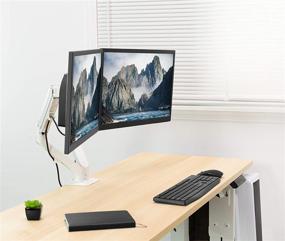 img 3 attached to 🖥️ VIVO Dual 17-27 inch Pneumatic Spring Arm Clamp-on Desk Mount Stand - Max VESA 100x100, White, STAND-V102OW