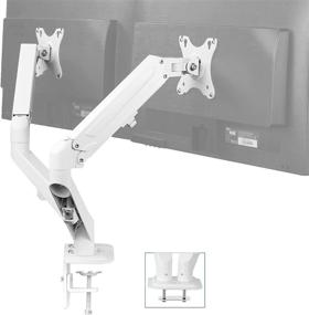 img 4 attached to 🖥️ VIVO Dual 17-27 inch Pneumatic Spring Arm Clamp-on Desk Mount Stand - Max VESA 100x100, White, STAND-V102OW