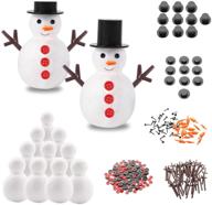 🎅 christmas snowman diy craft kit - perfect holiday crafting supplies with foam balls, buttons, top hats, carrot noses, eyes, and hands for sewing and creating festive decorations logo